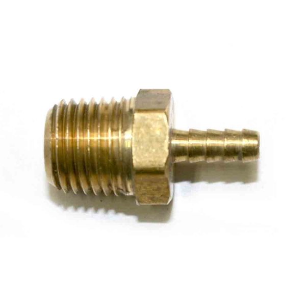 Interstate Pneumatics Brass Hose Barb Fitting, Connector, 1/8 Inch Barb X 1/4 Inch NPT Male End FM42